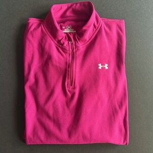 Under Armour Coldgear quarter zip long sleeved top, magenta, L